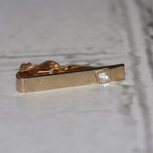 ✨💛 Vintage Gold & Rhinestone Tie Clip by Swank (1.25")